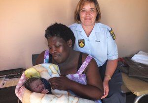 Ooievaar land in Polisiekantoor